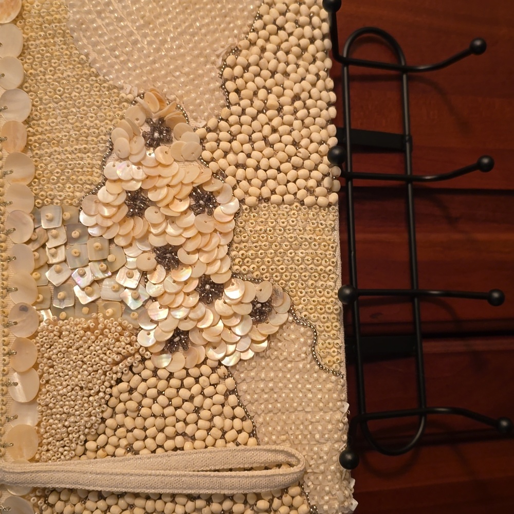 Beaded Cream Clutch